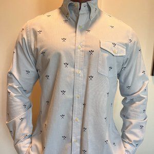 NEW - Ralph Lauren Button Down - Blue Stripe with Skull/Oars Design - Size  XL